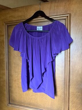 Purple Ruffle-Sleeve Blouse